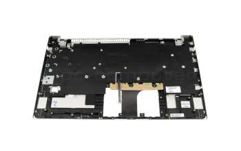 Clavier incl. topcase DE (allemand) argent/argent avec rétro-éclairage original pour HP Pavilion 15-eg3000