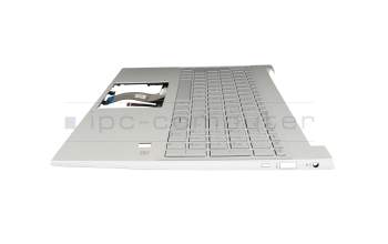 Clavier incl. topcase DE (allemand) argent/argent avec rétro-éclairage original pour HP Pavilion 15-eg3000