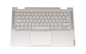 Clavier incl. topcase DE (allemand) argent/argent avec rétro-éclairage original pour Lenovo Yoga C740-14IML (81TC)