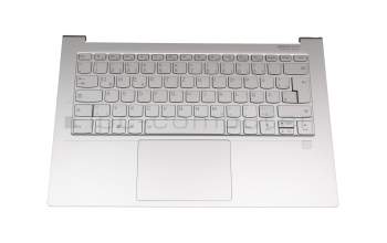 Clavier incl. topcase DE (allemand) argent/argent avec rétro-éclairage original pour Lenovo Yoga C940-14IIL (81Q9)