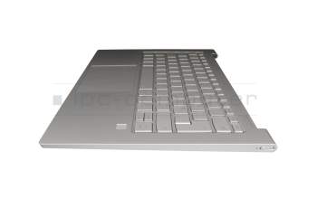 Clavier incl. topcase DE (allemand) argent/argent avec rétro-éclairage original pour Lenovo Yoga C940-14IIL (81Q9)