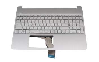 Clavier incl. topcase DE (allemand) argent/argent original pour HP 15s-eq2000