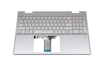 Clavier incl. topcase DE (allemand) argent/argent original pour HP Pavilion x360 15-er0000