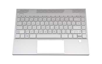 Clavier incl. topcase DE (allemand) argent/noir original pour HP Envy 13-aq1600