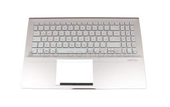 Clavier incl. topcase DE (allemand) argent/rosé avec rétro-éclairage original pour Asus VivoBook S15 S531FA