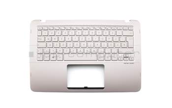 Clavier incl. topcase DE (allemand) argent/rosé avec rétro-éclairage original pour Asus ZenBook Flip UX360UA