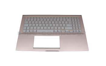Clavier incl. topcase DE (allemand) argent/rose avec rétro-éclairage original pour Asus VivoBook S15 S532FA