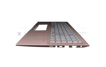 Clavier incl. topcase DE (allemand) argent/rose avec rétro-éclairage original pour Asus VivoBook S15 S532FA