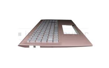 Clavier incl. topcase DE (allemand) argent/rose avec rétro-éclairage original pour Asus X532FA