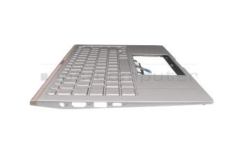 Clavier incl. topcase DE (allemand) blanc/argent avec rétro-éclairage original pour Asus ZenBook 14 UM433DA