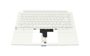 Clavier incl. topcase DE (allemand) blanc/blanc avec rétro-éclairage (avec compartiment pour stylo) original pour Acer ConceptD 3 Ezel Pro (CC314-73P)