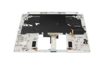 Clavier incl. topcase DE (allemand) blanc/blanc avec rétro-éclairage (avec compartiment pour stylo) original pour Acer ConceptD 3 Ezel Pro (CC314-73P)