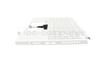 Clavier incl. topcase DE (allemand) blanc/blanc avec rétro-éclairage (avec compartiment pour stylo) original pour Acer ConceptD 3 Ezel Pro (CC314-73P)