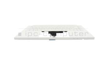 Clavier incl. topcase DE (allemand) blanc/blanc avec rétro-éclairage (avec compartiment pour stylo) original pour Acer ConceptD 3 Ezel Pro (CC314-73P)