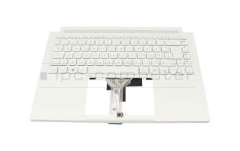 Clavier incl. topcase DE (allemand) blanc/blanc avec rétro-éclairage (sans compartiment pour stylo) original pour Acer ConceptD 3 Pro (CN314-73P)