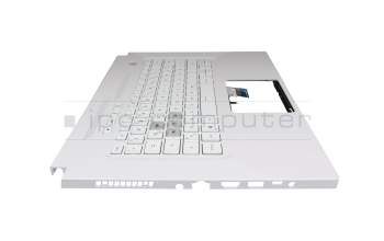 Clavier incl. topcase DE (allemand) blanc/blanc avec rétro-éclairage original pour Asus TUF Dash F15 FX516PM