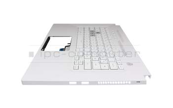Clavier incl. topcase DE (allemand) blanc/blanc avec rétro-éclairage original pour Asus TUF Dash F15 FX516PM