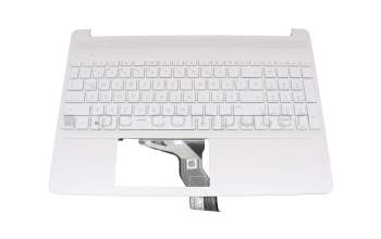 Clavier incl. topcase DE (allemand) blanc/blanc avec rétro-éclairage original pour HP 15s-fq0000