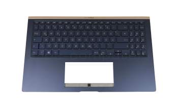 Clavier incl. topcase DE (allemand) bleu/bleu avec rétro-éclairage original pour Asus ZenBook 15 UX534FA