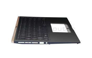 Clavier incl. topcase DE (allemand) bleu/bleu avec rétro-éclairage original pour Asus ZenBook 15 UX534FA