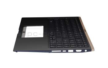 Clavier incl. topcase DE (allemand) bleu/bleu avec rétro-éclairage original pour Asus ZenBook 15 UX534FA