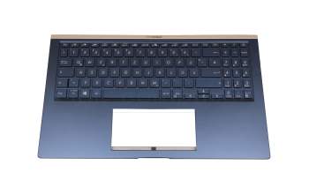 Clavier incl. topcase DE (allemand) bleu/bleu avec rétro-éclairage original pour Asus ZenBook 15 UX534FA