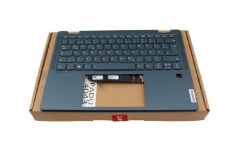 Clavier incl. topcase DE (allemand) bleu/bleu avec rétro-éclairage original pour Lenovo Yoga 6 Gen 7 (82UD)