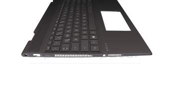 Clavier incl. topcase DE (allemand) gris/anthracite avec rétro-éclairage original pour HP Envy x360 15-ds0000