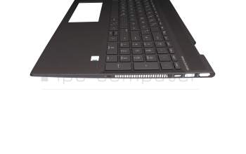 Clavier incl. topcase DE (allemand) gris/anthracite avec rétro-éclairage original pour HP Envy x360 15-ds0000