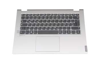 Clavier incl. topcase DE (allemand) gris/argent (sans rétroéclairage) original pour Lenovo IdeaPad C340-14IML (81TK)