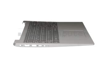 Clavier incl. topcase DE (allemand) gris/argent avec rétro-éclairage (Platinum Grey) pour Lenovo IdeaPad 330S-15IKB (81F5/81JN)
