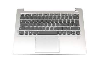 Clavier incl. topcase DE (allemand) gris/argent avec rétro-éclairage (fingerprint) original pour Lenovo IdeaPad 530S-14IKB (81EU)