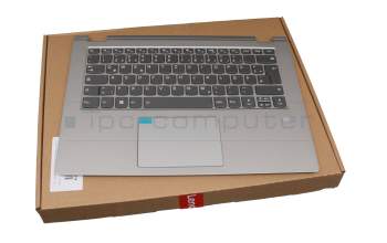 Clavier incl. topcase DE (allemand) gris/argent avec rétro-éclairage original pour Lenovo Flex 6-14IKB (81EM)