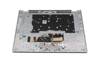 Clavier incl. topcase DE (allemand) gris/argent avec rétro-éclairage original pour Lenovo Flex 6-14IKB (81EM)