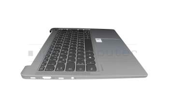 Clavier incl. topcase DE (allemand) gris/argent avec rétro-éclairage original pour Lenovo IdeaPad 5 Pro-14ACN6 (82L7)