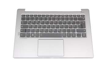 Clavier incl. topcase DE (allemand) gris/argent avec rétro-éclairage original pour Lenovo IdeaPad 530S-14ARR (81H1)