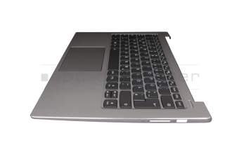 Clavier incl. topcase DE (allemand) gris/argent avec rétro-éclairage original pour Lenovo IdeaPad 530S-14ARR (81H1)