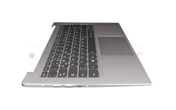 Clavier incl. topcase DE (allemand) gris/argent avec rétro-éclairage original pour Lenovo IdeaPad 530S-14IKB (81EU)