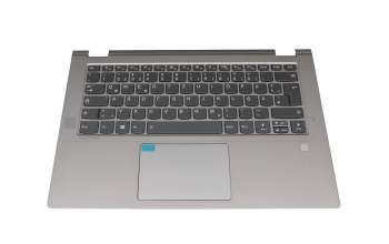 Clavier incl. topcase DE (allemand) gris/argent avec rétro-éclairage original pour Lenovo Yoga 530-14IKB (81EK)