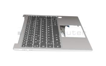 Clavier incl. topcase DE (allemand) gris/argent avec rétro-éclairage original pour Lenovo Yoga S730-13IWL (81J0)