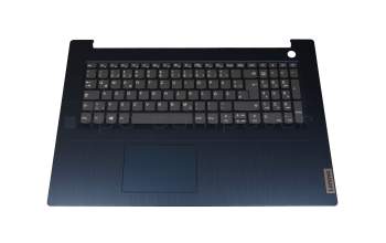 Clavier incl. topcase DE (allemand) gris/bleu (Fingerprint) original pour Lenovo IdeaPad 3-17IML05 (81WC)