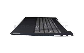 Clavier incl. topcase DE (allemand) gris/bleu original pour Lenovo IdeaPad S340-15API (81NC)