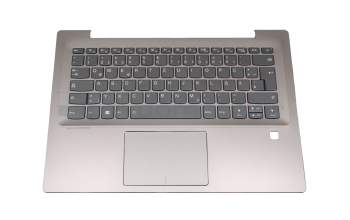 Clavier incl. topcase DE (allemand) gris/bronze avec rétro-éclairage (sans empreinte digitale) original pour Lenovo IdeaPad 520S-14IKBR