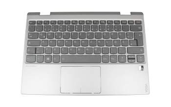 Clavier incl. topcase DE (allemand) gris foncé/argent avec rétro-éclairage original pour Lenovo Yoga 720-12IKB (81B5)