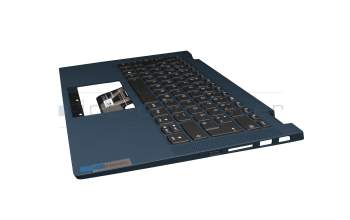 Clavier incl. topcase DE (allemand) gris foncé/bleu avec rétro-éclairage bleu original pour Lenovo IdeaPad Flex 5-14ALC05 (82HU)