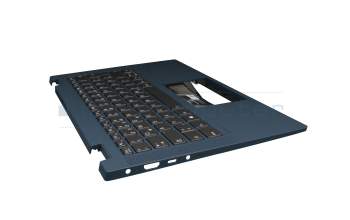 Clavier incl. topcase DE (allemand) gris foncé/bleu avec rétro-éclairage bleu original pour Lenovo IdeaPad Flex 5-14ALC05 (82HU)
