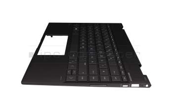 Clavier incl. topcase DE (allemand) gris foncé/gris avec rétro-éclairage original pour HP Envy x360 13-ag0000