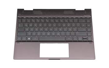 Clavier incl. topcase DE (allemand) gris foncé/gris avec rétro-éclairage original pour HP Envy x360 13-ag0100