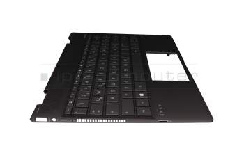 Clavier incl. topcase DE (allemand) gris foncé/gris avec rétro-éclairage original pour HP Envy x360 13-ag0600