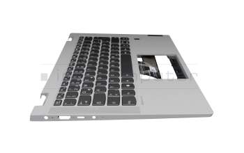 Clavier incl. topcase DE (allemand) gris foncé/gris avec rétro-éclairage original pour Lenovo IdeaPad Flex 5-14ARE05 (81X2)